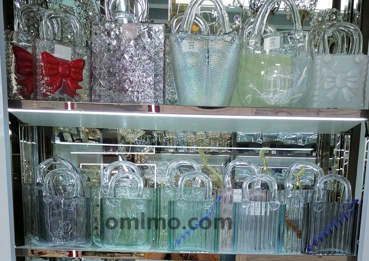 BA-022 bow decor handbag glass vase wholesale feminine decorative vase