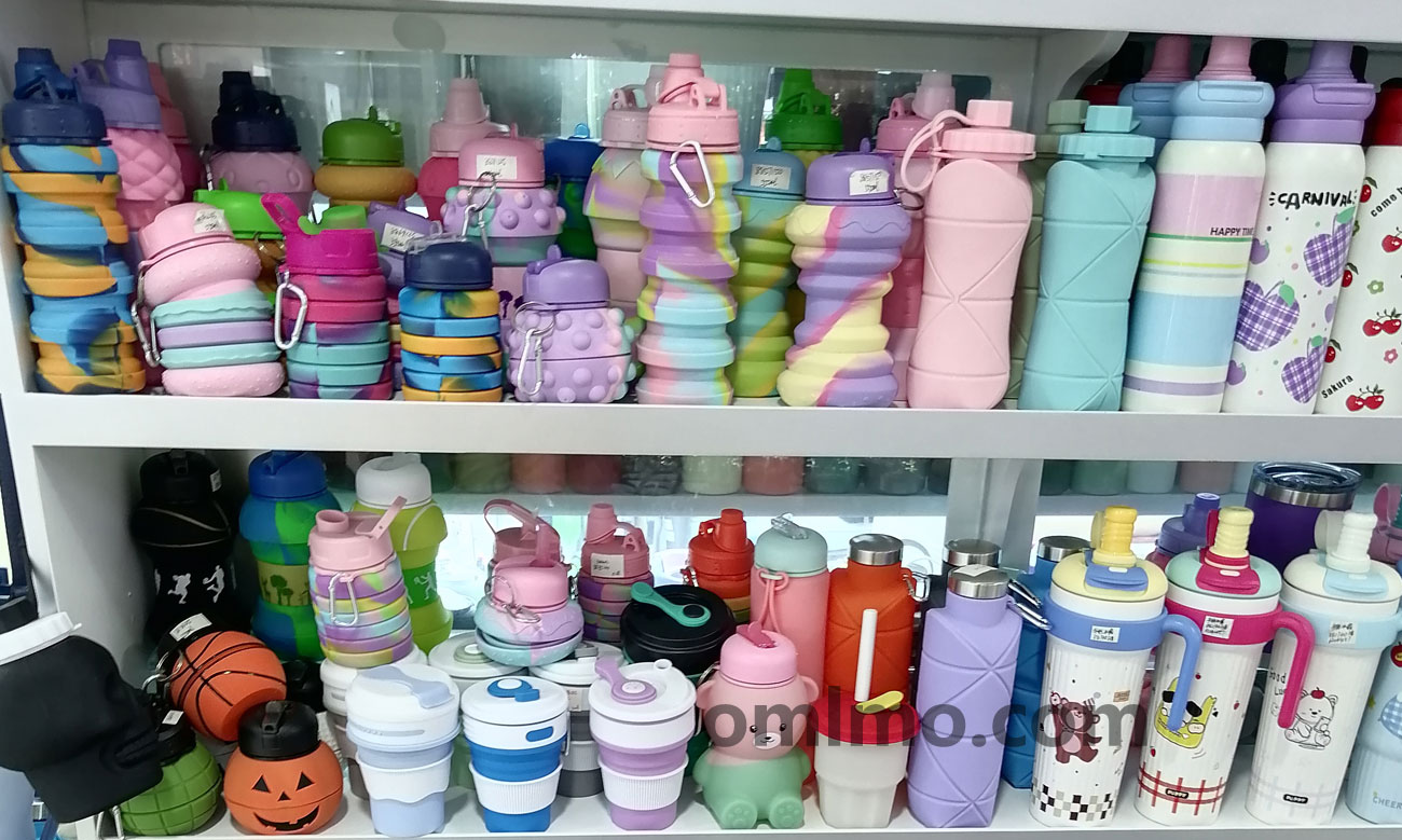 BA-031 silicone collapsible foldable water bottle rainbow macaron wholesale