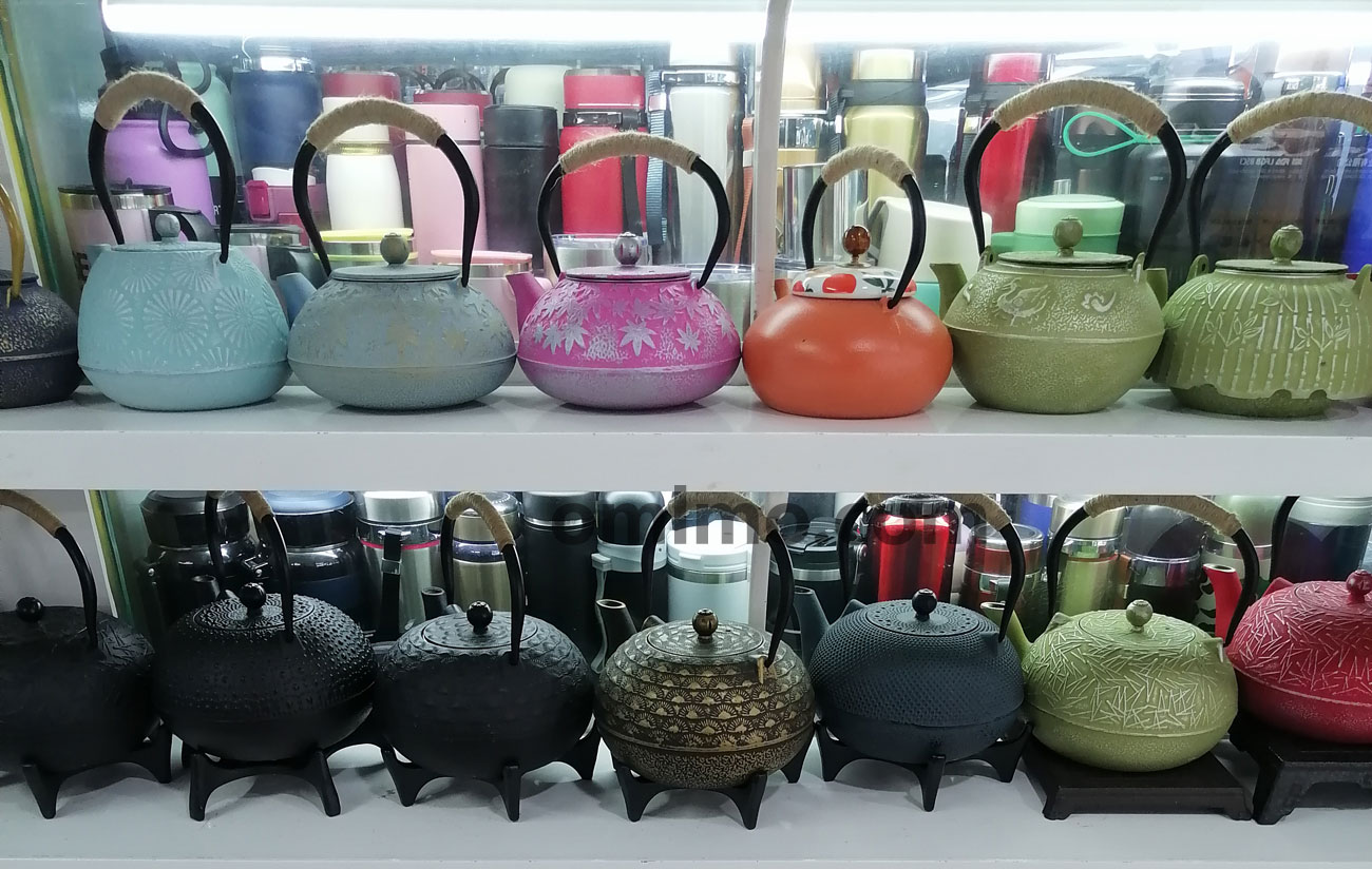 DW-010 colorful enamel cast iron teapot floral maple dragon bamboo wholesale