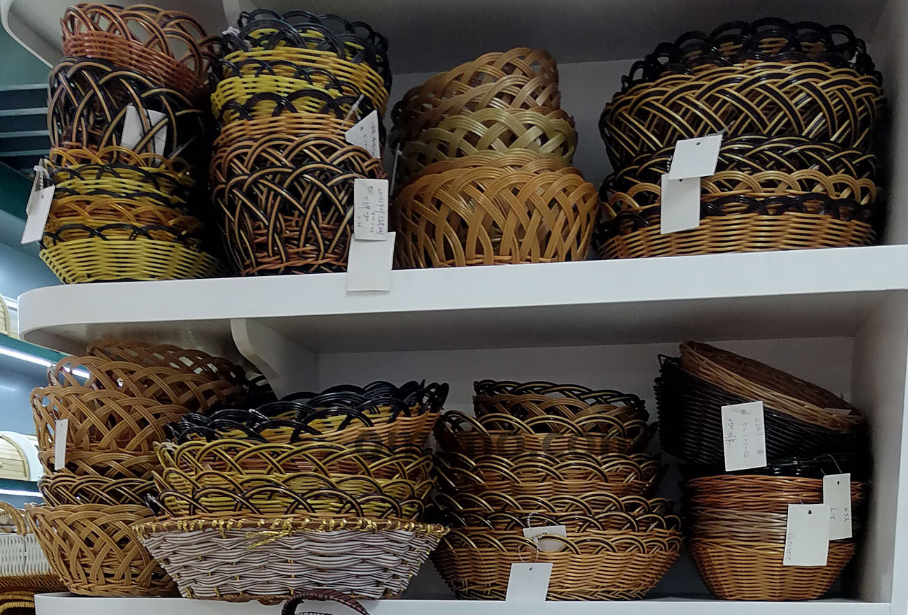 SO-011 PP woven two-tone handle basket fruit storage wholesale