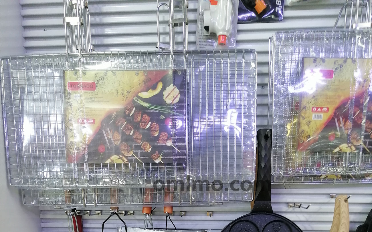 KG-032 stainless steel rectangular bbq grill mesh wood handle wholesale