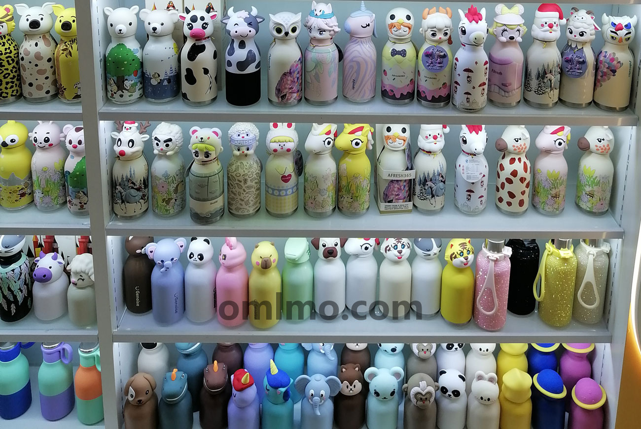 BA-057 stainless steel cartoon bear panda head vacuum bottle kids wholesale