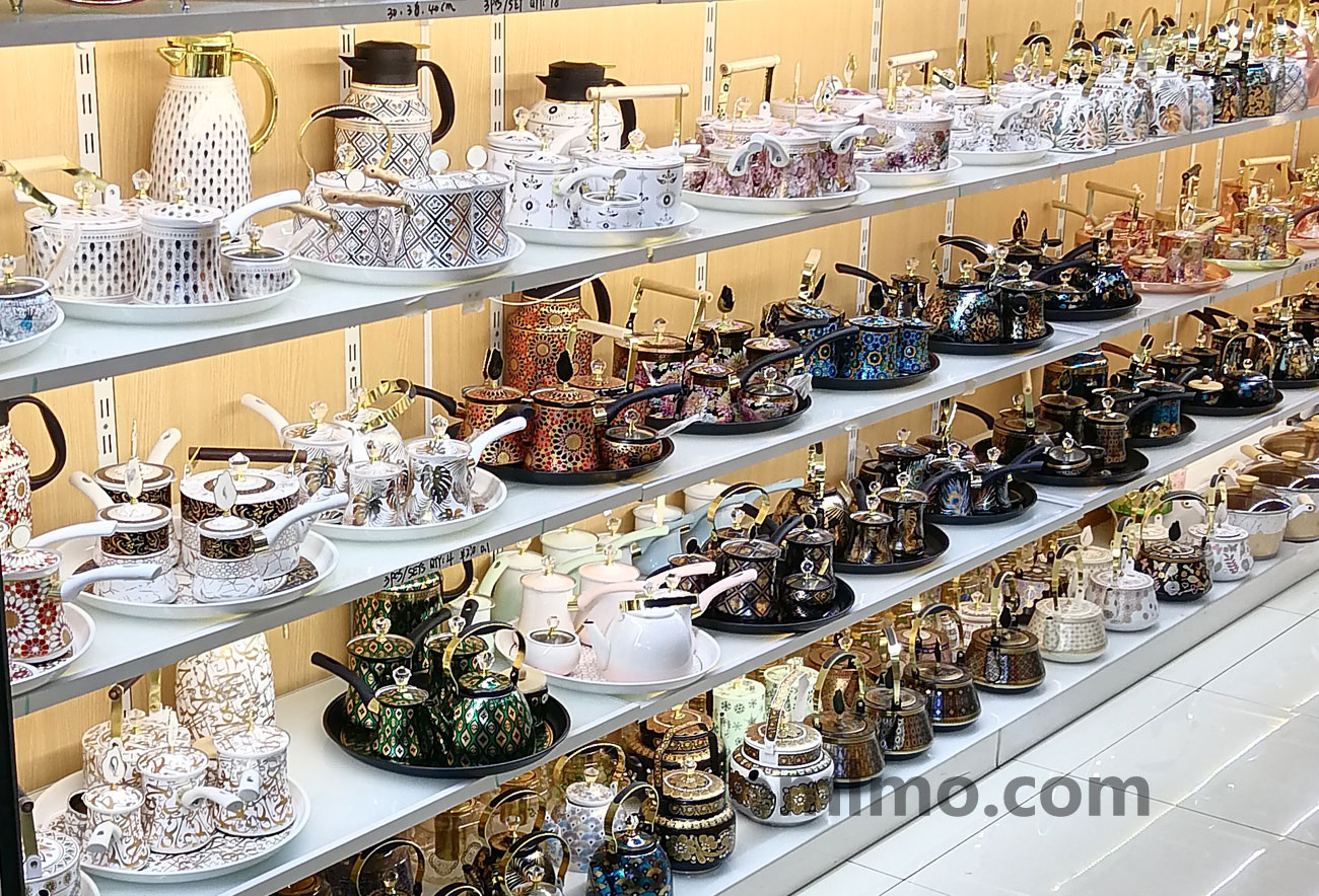 BA-070 enamel tea coffee service set gold lattice pattern wholesale