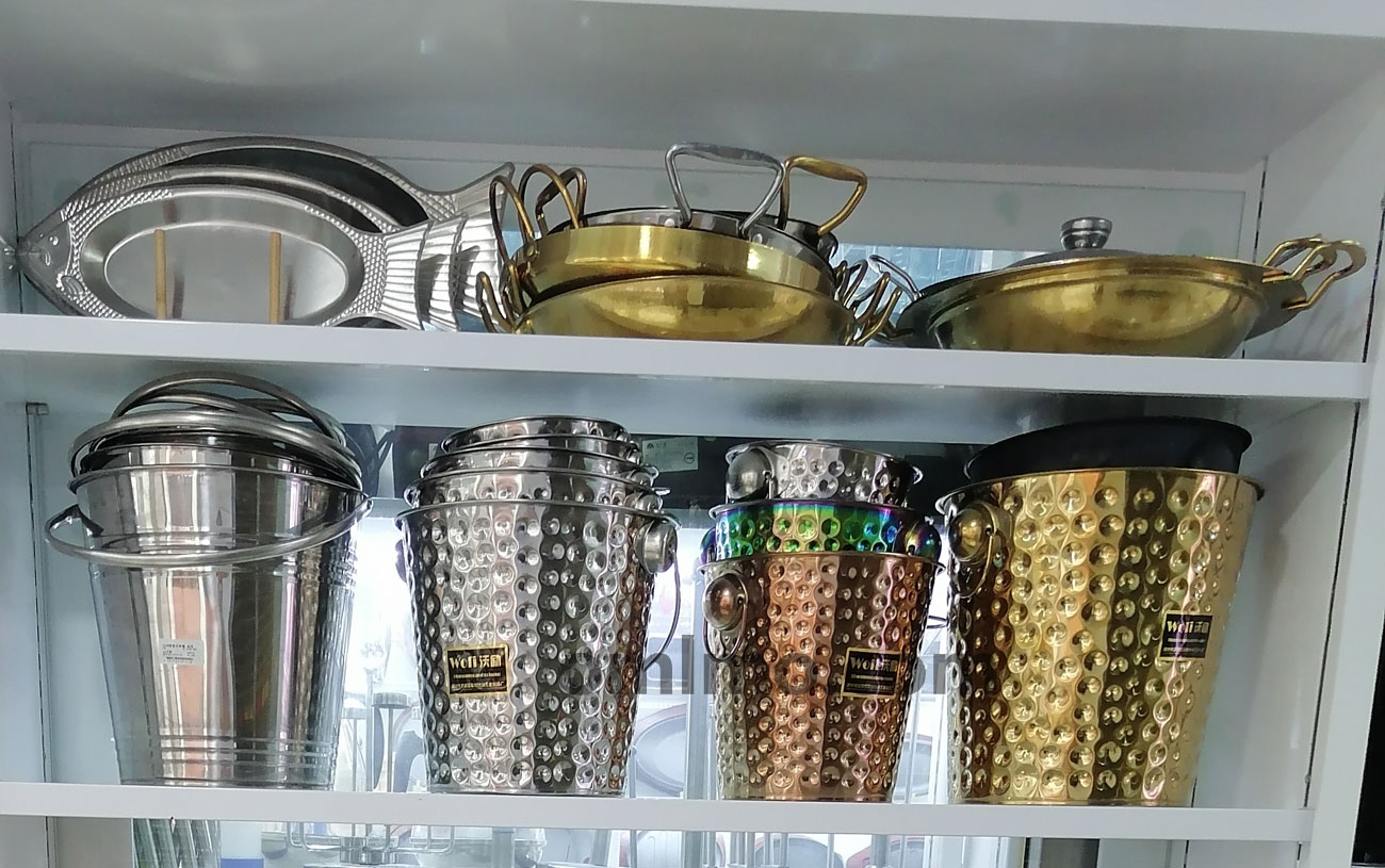 KG-052 polished stainless steel ice bucket nesting 3-piece set wholesale
