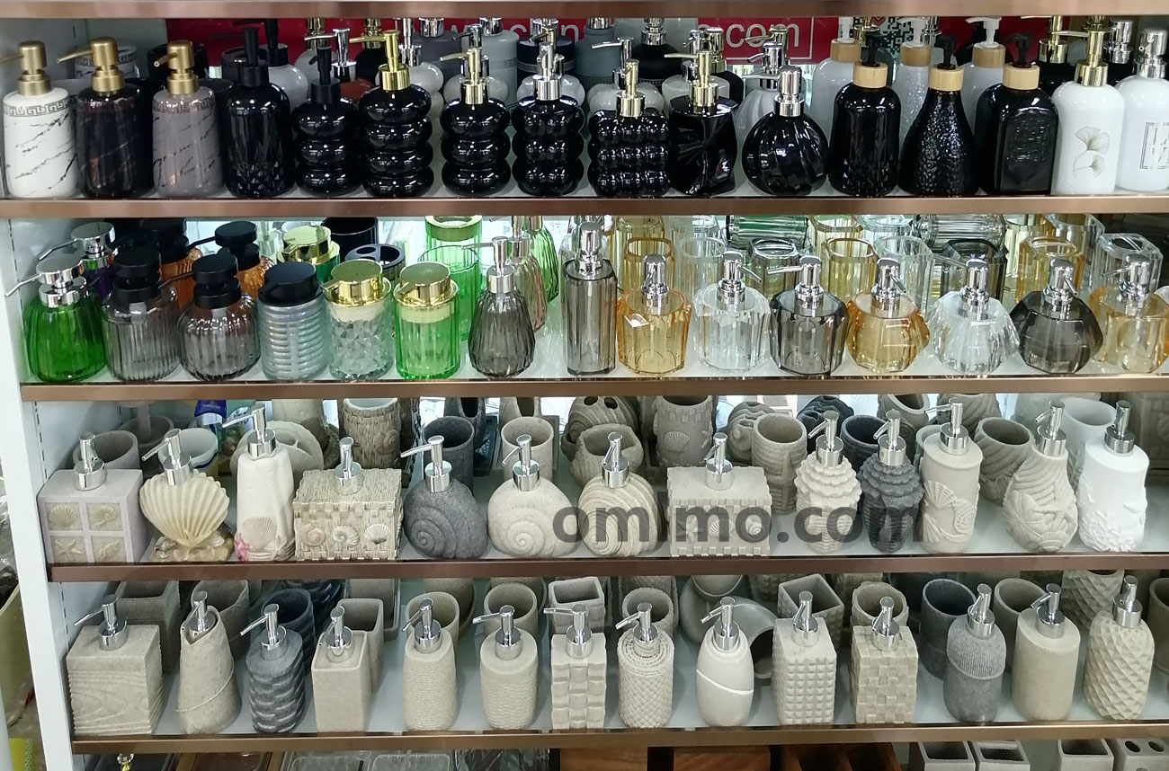 BA-100 black glass triple-sphere stacked soap dispenser gold pump wholesale