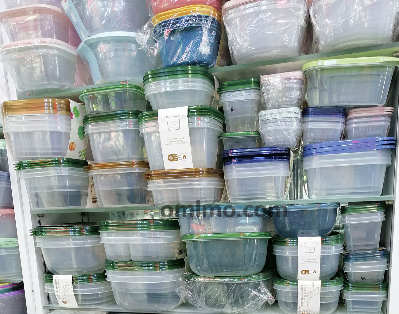 BA-190 Transparent PP Plastic Rectangular Food Storage Container Sets with Colorful Lids wholesale product photo