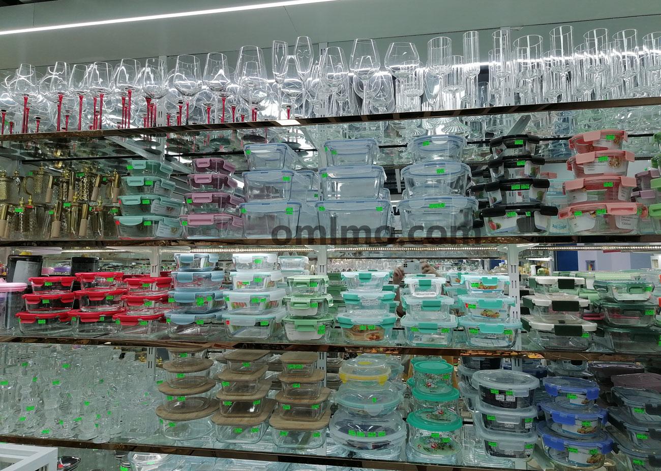 BA-571 tall clear glass vase decanter cylindrical design displayed in factory showroom