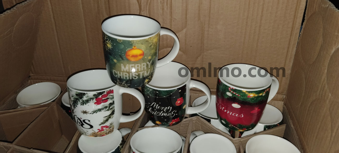 BA-615 Ceramic Dark Green Night Light Merry Christmas Mug White Handle 12oz wholesale product photo