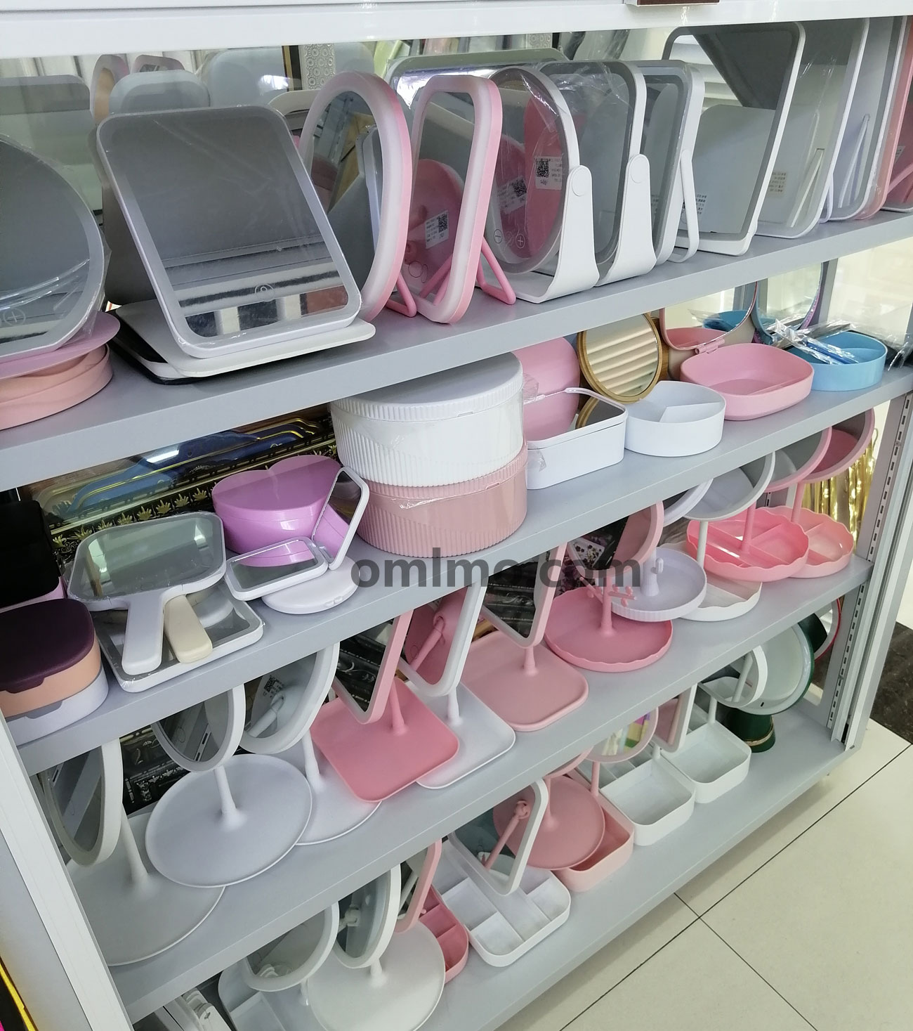 BA-661 Plastic Ribbed Cylindrical Cosmetic Storage Box with Lid White Pink wholesale product photo